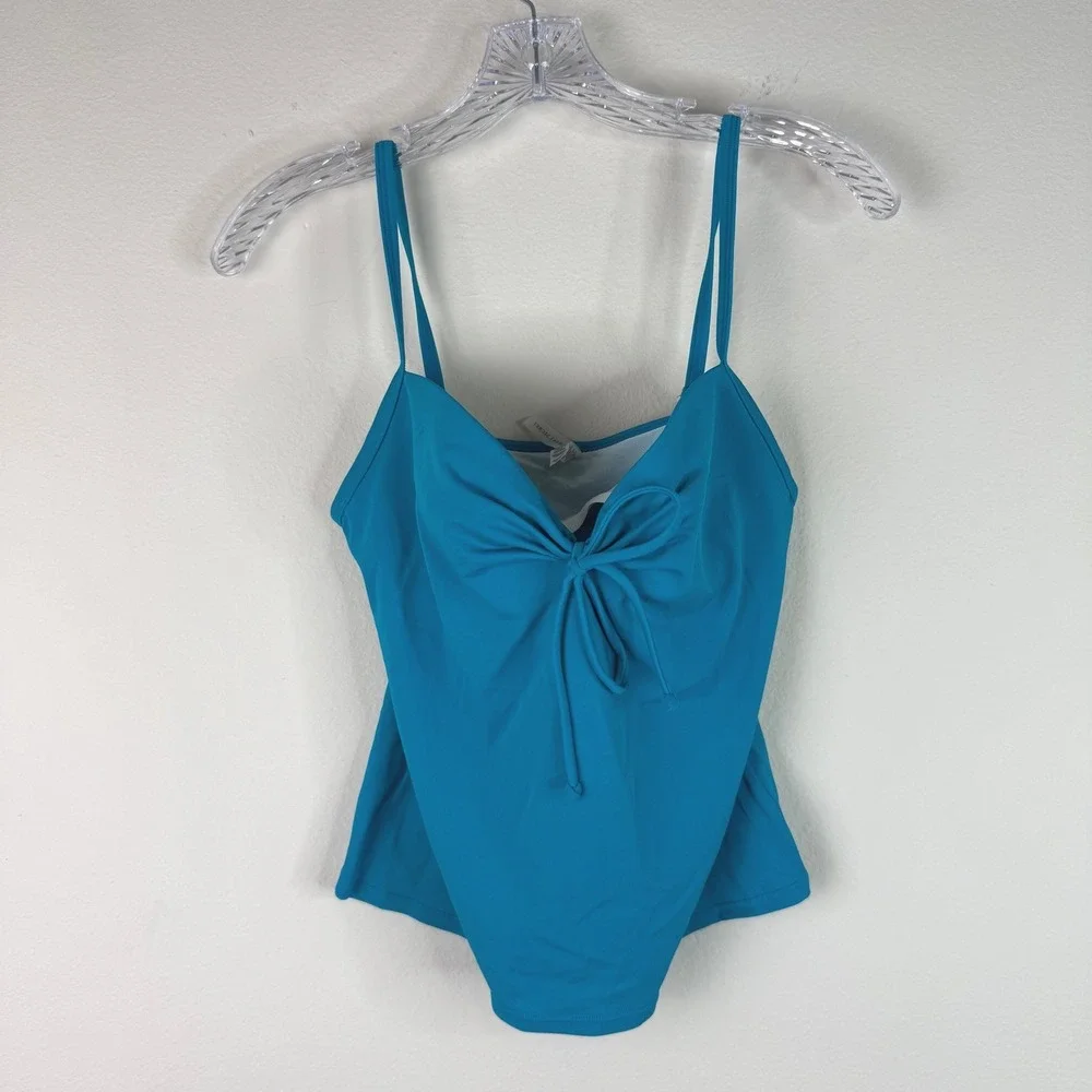 Victoria's Secret Swimsuit Womens 34C M Teal Tankini Set Tie Front Underwire